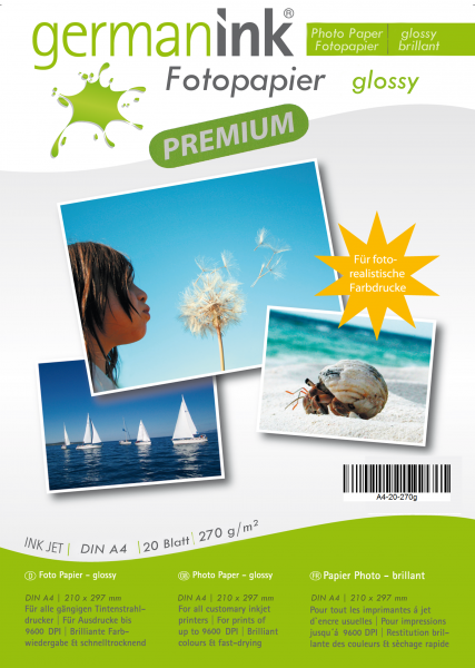 German Ink Fotopapier - 270 g/m² - A4; 20 Blatt